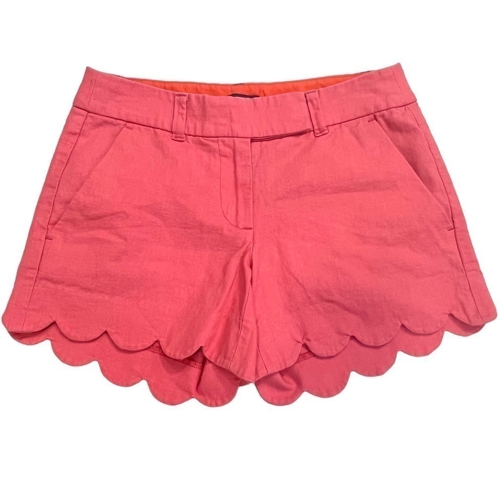 J Crew Factory Coral Orange Scalloped Hem Shorts Size 00